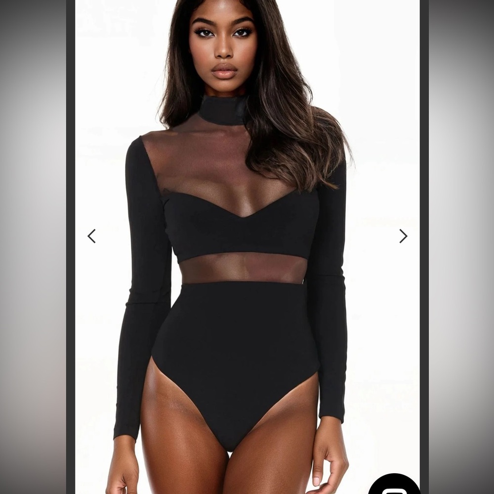 New with Flaw Nookie HYPNOTISE MESH BODYSUIT Medium Black Long Sleeve - Picture 3 of 7